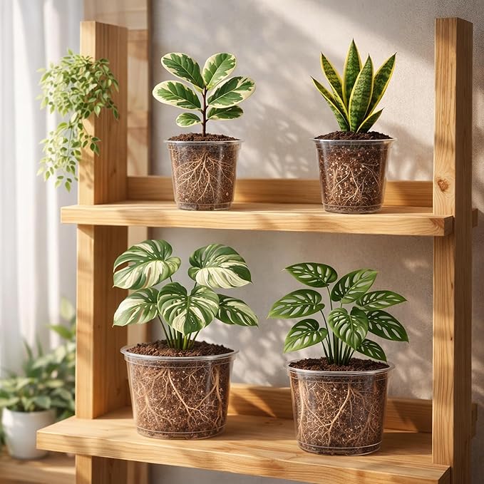 8 Packs 8 Inch Reinforced Large Clear Nursery Pots
