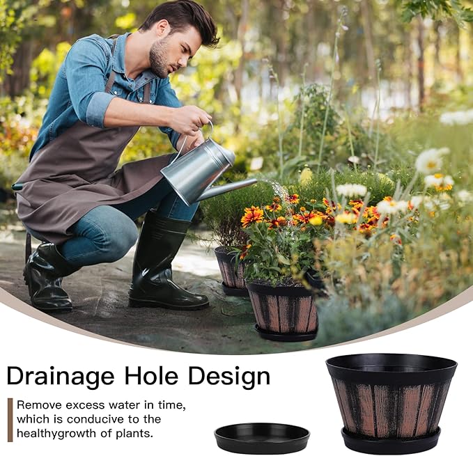 Quarut 6 inch Brown Barrel Planters