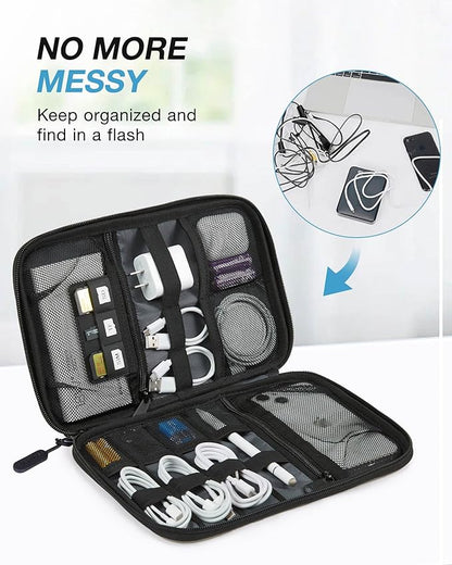 BAGSMART Electronics Travel Organizer Case, Compact Cable Organizer Bag for Phone Accessories, Power Bank, SD Card Storage, Grey