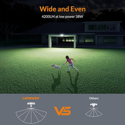 LEPOWER LED Security Light Motion Sensor Light Outdoor, 38W 4200LM Motion