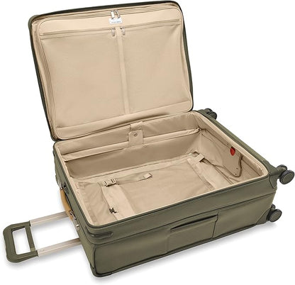 Briggs & Riley 29" Large Expandable Spinner - Checked Luggage for Travel, Suitcases with Wheels, Softside Rolling Bag for Men & Women, Self-Repairing Zipper - Baseline Collection, Olive