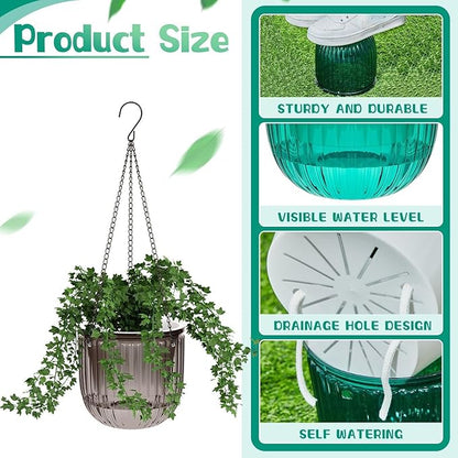 Meanplan 4 Pcs Self Watering Hanging Planter Indoor 6.5 Inch Hanging Baskets