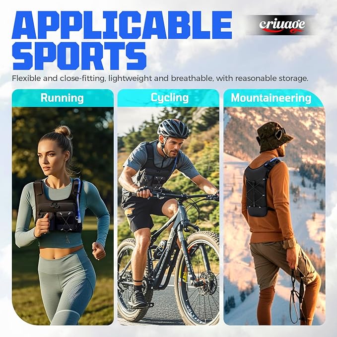 USA Original Patent Running Hydration Vest Backpack, Lightweight Chest Pack with 2.0L Water Bladder Bag Daypack for Hiking Running Cycling Race Marathon for Women Men