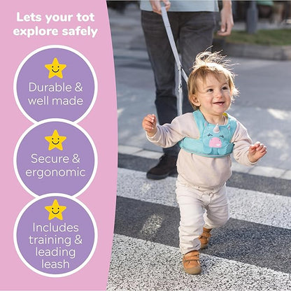 Trunki Toddler Leash - Fuss Free Toddler Walking Reins & Kids Safety Harness | Baby Leash for Kids – Una Unicorn (Turquoise)