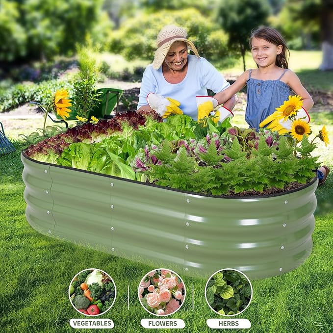 Galvanized Raised Garden Bed Outdoor- 2 Pcs Raised Beds