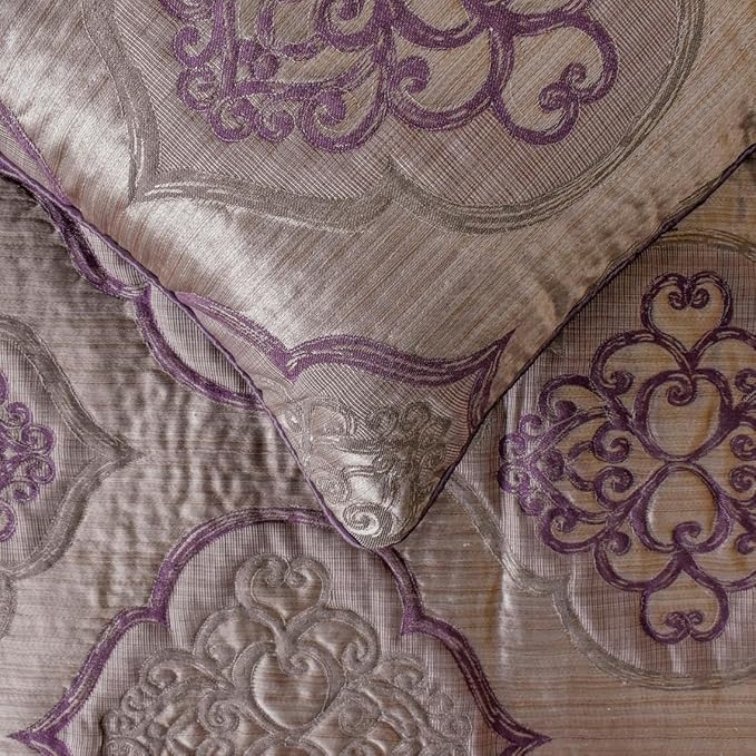 The HomeCentric King/Queen/Twin Purple Decorative Full 68"x18" Bed Runner with Pillow Cover, Damask & Quilted Bed Scarf on Jacquard Fabric - Embre Purple