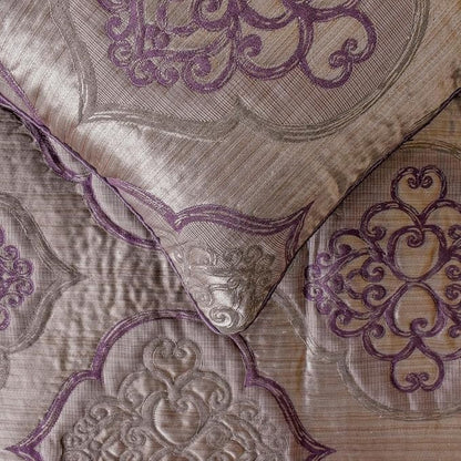 The HomeCentric King/Queen/Twin Purple Decorative Full 68"x18" Bed Runner with Pillow Cover, Damask & Quilted Bed Scarf on Jacquard Fabric - Embre Purple