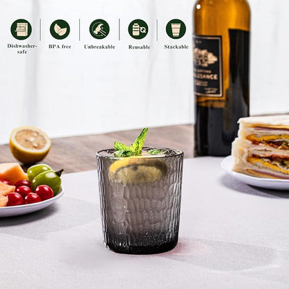 15oz and 22oz Grey Acrylic Glasses Drinkware, Honeycomb Stackable Shatter-Proof