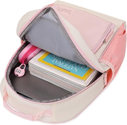Lightweight Cute Kids Backpack for School Kindergarten Elementary Backpacks for Gilrs ages 6-8-10 (Pink Cream)