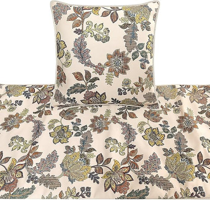 The HomeCentric King Queen Twin Multi Color & Ivory Decorative Queen 74"x18" Bed Runner with Pillow Cover, Floral Bed Scarf on Jacquard Fabric - Seasons Blossoms