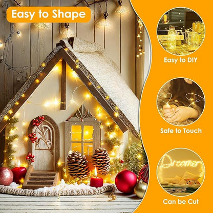 2Pack Each 66Ft 200LED Christmas Fairy Lights Plug in
