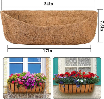 4 Pack Coco Liners for Window Planter Box - 24in 100% Natural Coconut Coir