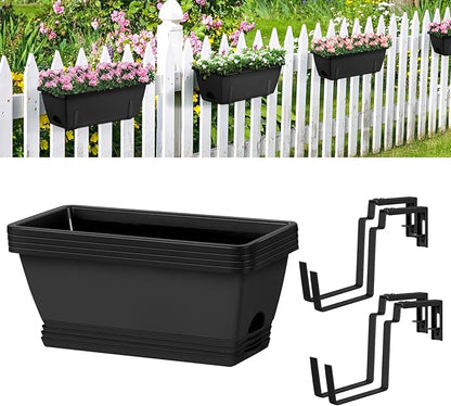 smusei 4 Pack Window Boxes Planters 17’’ Railing Planter Box