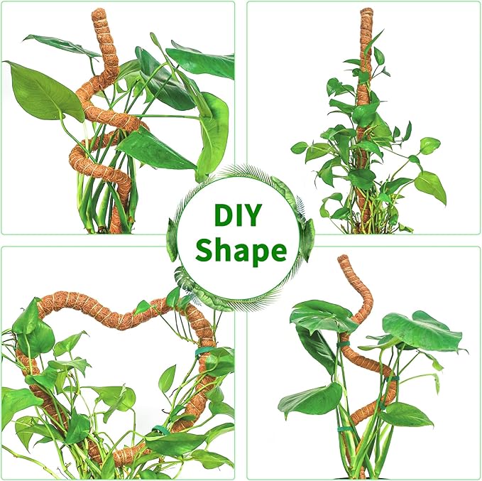 2 Pack 28 Inch Moss Pole Monstera Plant Support, Coir Moss Poles