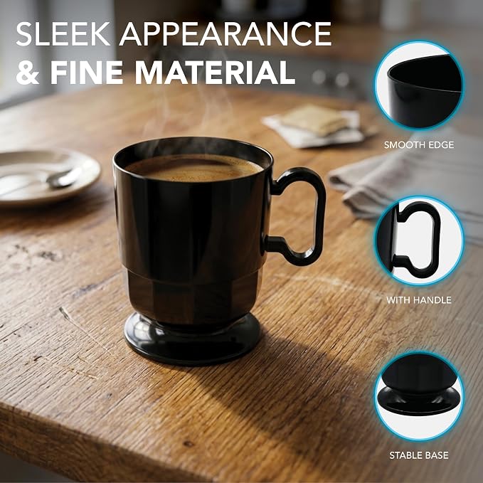Party Essentials 8-Ounce Hard Plastic Coffee Cup/Tea Mug