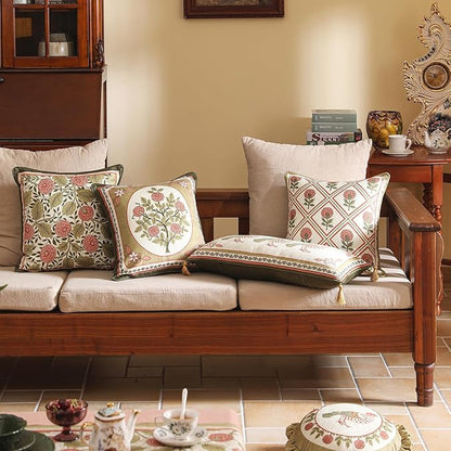 Rectangle Throw Pillow Covers,Brown Cozy Velvet Farmhouse with Birds and Floral Pattern Pillowcases,Decor Long Lumbar Pillows Cushion Covers for Couch Sofa Bed Car Chair,12"x28"