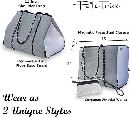 Pole Tribe Neoprene Tote - Large Beach, Gym, Travel Bag & Wallet, Water-Resistant, Durable, Lightweight, Sailor Rope Design