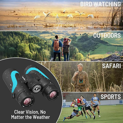 15x55 HD Binoculars for Adults – High Powered Large View, BAK4 Prism, Waterproof & Lightweight for Bird Watching, Hiking, Travel, Cruise, Sports with Phone Adapter (Blue)