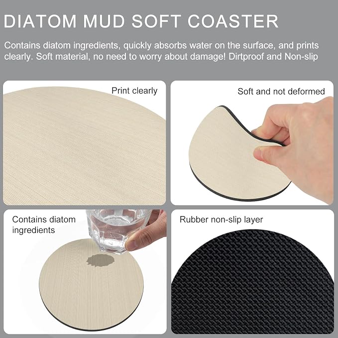 Cream Thin Lines Coasters Set of 6, Absorbent Coasters