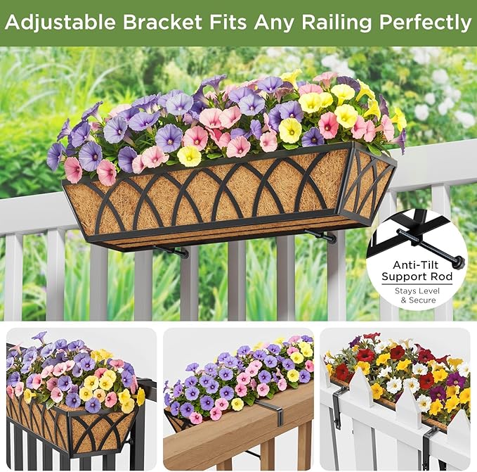 HFHOME 24 inch Window Deck Rail Planter