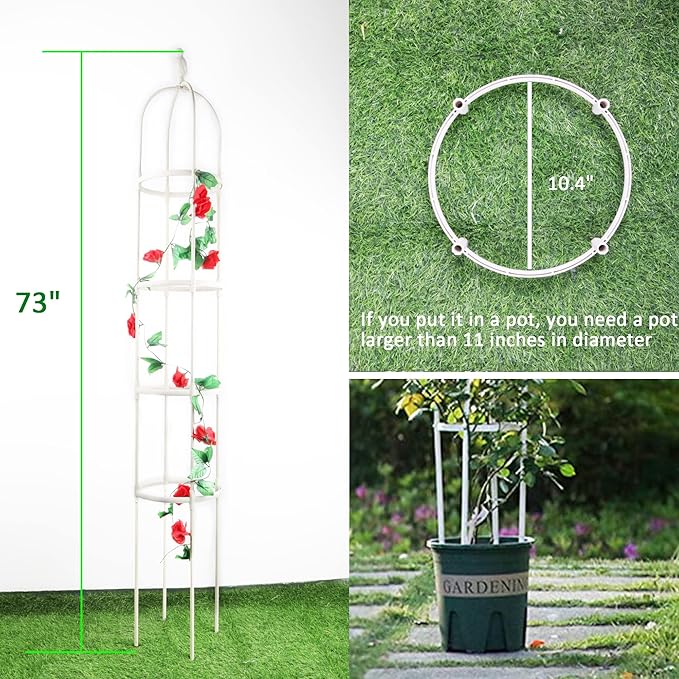 Garden Trellis for Climbing Plants, Rustproof Metal Pipe