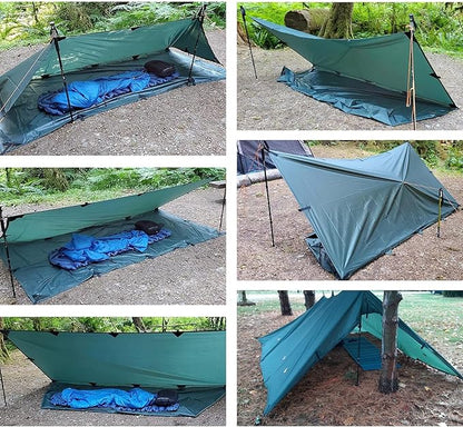 KALINCO Waterproof Camping Tarp, 10X12FT Hammock Rain Fly Tent Tarp, Multifunctional Tent Footprint, Lightweight and Compact for Backpacking, Hiking (Green-10X12FT)