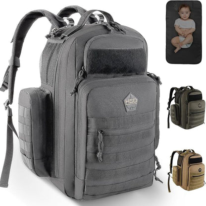 HighSpeedDaddy - Baby Diaper Backpack, Military-Grade, Waterproof, Compact Baby Travel Bag with Diaper Changing Mat