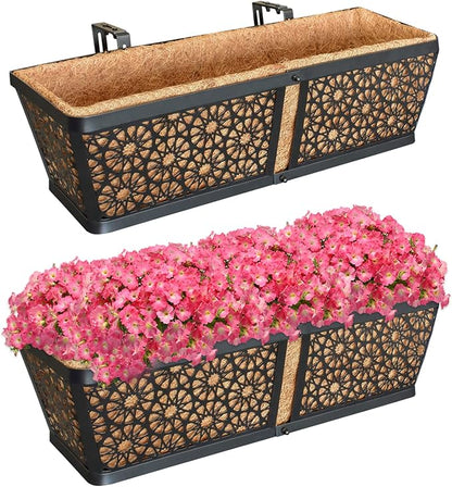 ZeeDix Railing Planter Boxes, 24 Inch Window Flower Box Planters