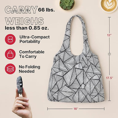 Nanobag Ultra-Lightweight Foldable Tote for Women & Men, Reusable Grocery & Travel Bag, Packable Collapsible Compact Market Essential (Standard Sketch)