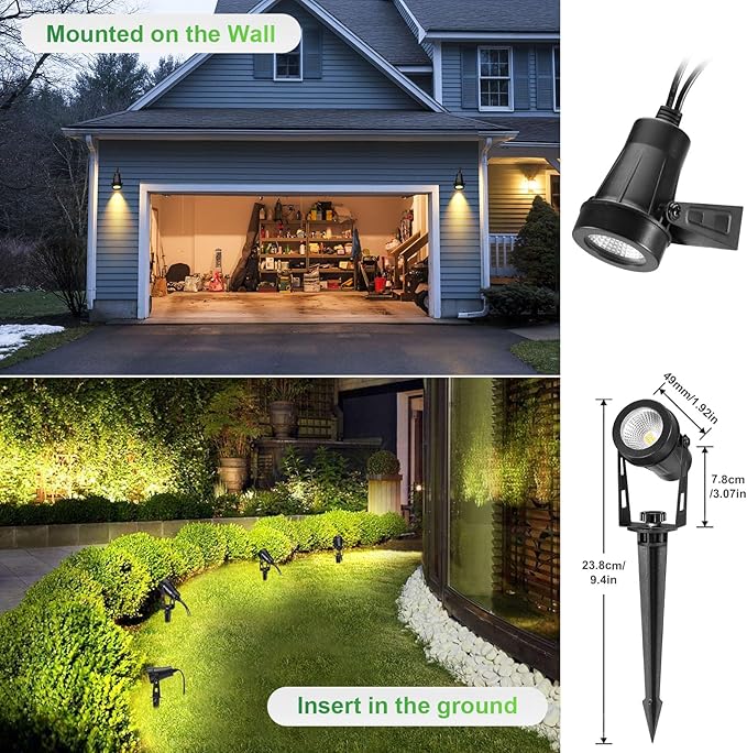 2 Pack Extendable Outdoor Landscape Lights, 12V Low Voltage Landscape Lighting