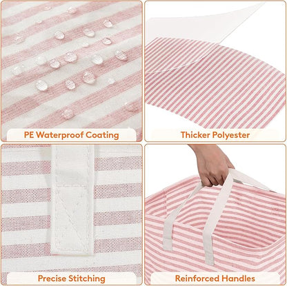 Lifewit 3 Pack Laundry Hamper Large Collapsible Laundry Baskets, Freestanding Waterproof Clothes Hamper with Easy Carry Handles in Laundry Room Bedroom Bathroom College Dorm for Adults, Pink, 3 x 80L