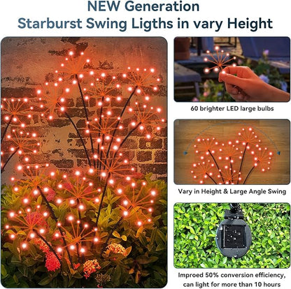 Solar Garden Lights 2 Pack Waterproof Swaying Starburst Light Solar Outdoor