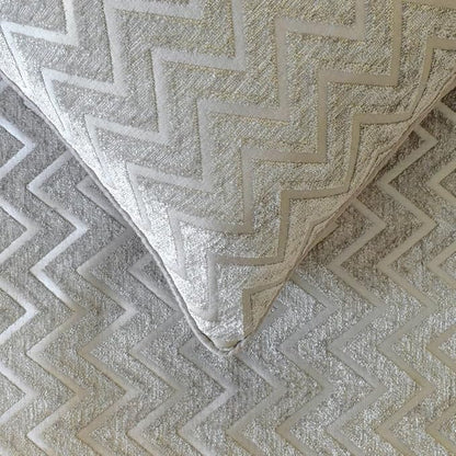 The HomeCentric King/Queen/Twin Silver Decorative Twin 53"x18" Bed Runner Without Pillow Cover, Chevron Bed Scarf on Jacquard Fabric - Silver Gleam Chevron