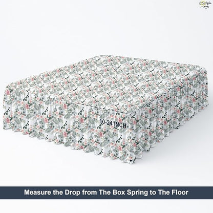 Cottington Lane Ruffled Bed Skirt Twin Size with Split Corner, Brushed Microfiber Hotel Quality Dust Ruffle, 21 Inch Drop Gathered Bedskirt, Soft, Stylish, Shrink & Fade Resistant, Petal Dream