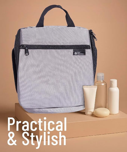 D&D Hanging Travel Toiletry Bag for Men and Women - Extra Large Hanging Shower Bag and Toiletries Organizer Kit with 10 Compartments, Quality Zippers, XXL Metal Swivel Hook, Water-Resistant Nylon