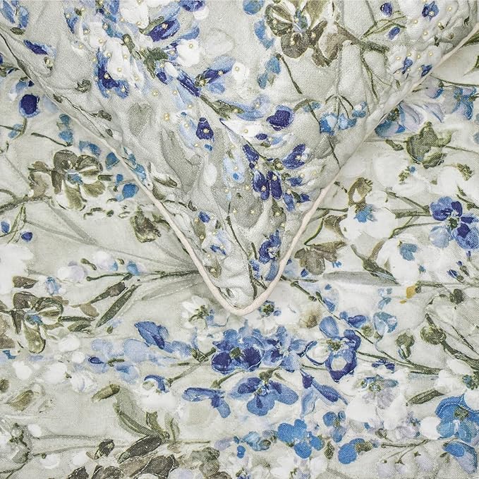 The HomeCentric King/Queen/Twin Blue Decorative Bed Runner CA King 86"x18" Bed Runner Without Pillow Cover, Quilted Bed Scarf on Cotton Fabric - Garden Grace