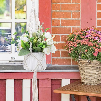 Sliverdew Macrame Plant Hanger, 2 Pack Boho Hanging Planters Baskets