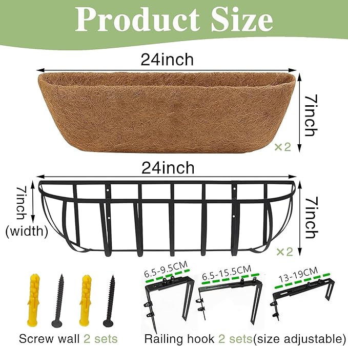 24 Inch Railing Planter Window Box Deck Balcony Rail Planter