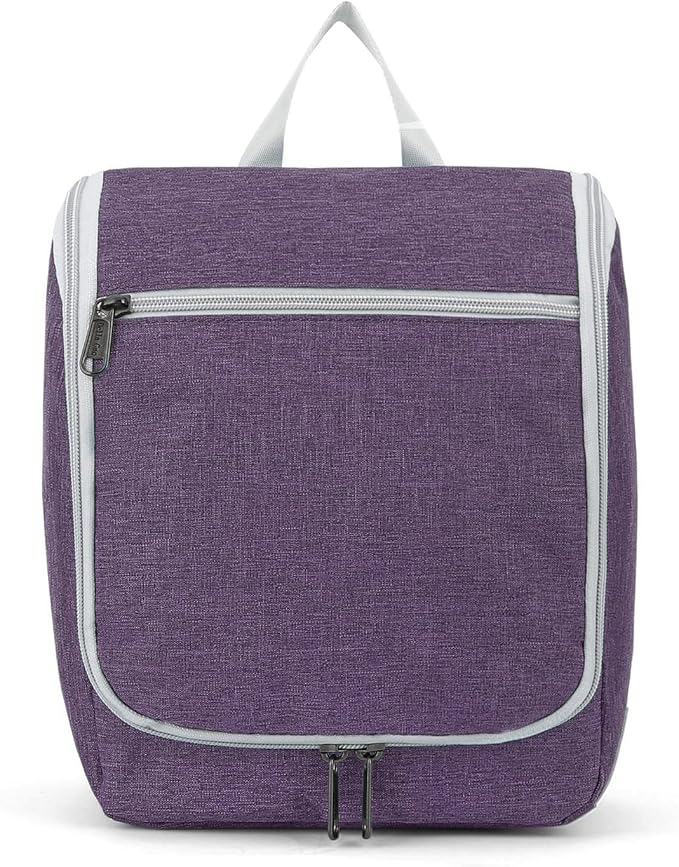 Della Gao Hanging Toiletry Bag for Women, Travel Toiletry Bags Makeup Bag Organizer, Water-resistant Cosmetic Bag for Essentials Accessories (Purple)