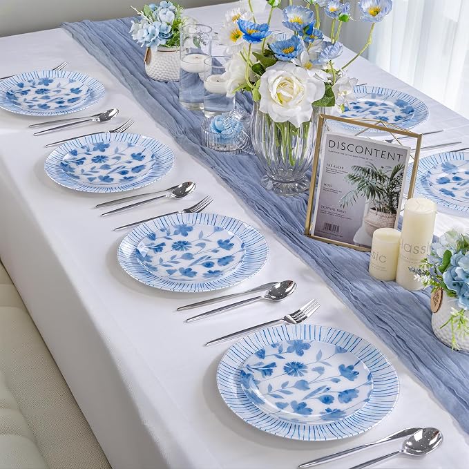U-QE 20Pcs Blue Plastic Plates