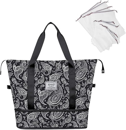 NPBAG Women Travel Duffel, Multi Functional Large Expandable Weekender Carry-on Tote, Gym Workout Overnight Bag, Mommy Hospital Bag for Labor and Delivery