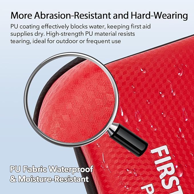 First Aid Kit for Car Home Travel Camping, 350pcs Compact Waterproof Hard Case, Public Emergency Must Have Survival Kits - Perfect for Businesses, Boat, Hiking, Vehicles, Sports (PUMIER)