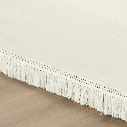 Lush Decor Boho Fringe 15-Inch Tailored Drop Easy Fit Bedskirt, King, Off-White