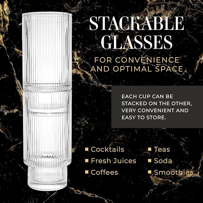 Kitchen Lux Ribbed Drinking Glasses