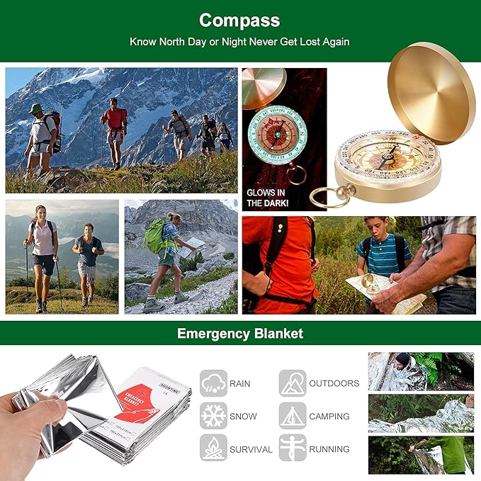 Gifts for Men Dad Husband Teenage Boy, Survival Kit 28 in 1, Survival Gear Tool Emergency Tactical Equipment Supplies Kits for Families Outdoors Camping Hiking Adventures