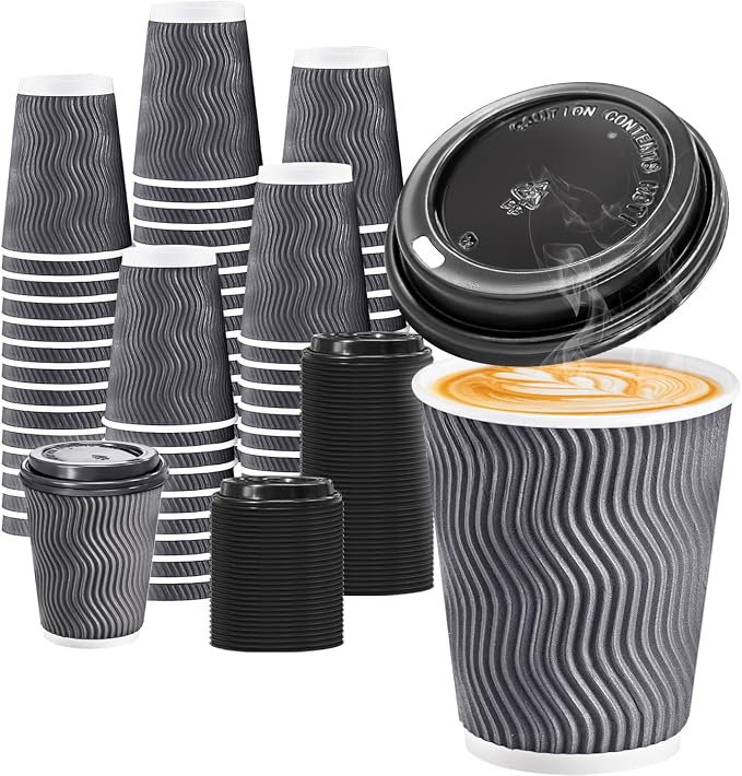 BYSNOW 100 Pack 10 oz Paper Coffee Cups