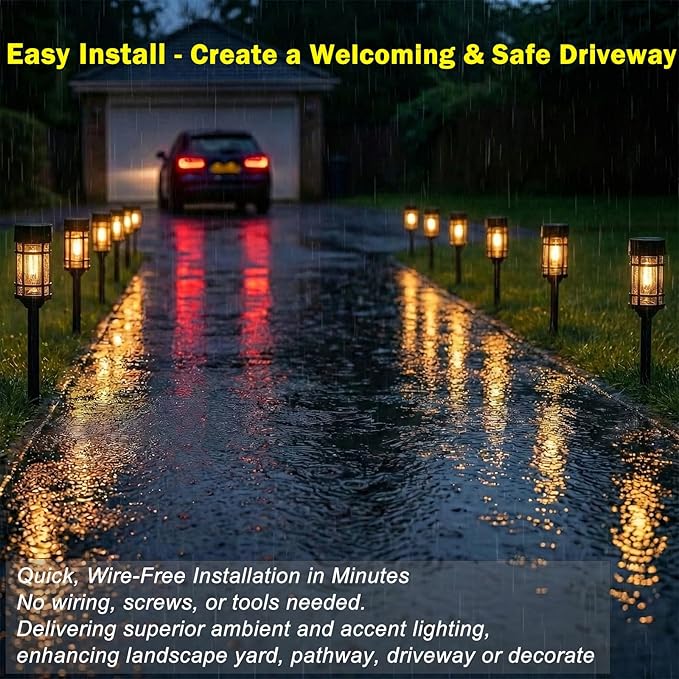 Solar Lights Outdoor Waterproof, 8 Pack 21" Solar Pathway Lights