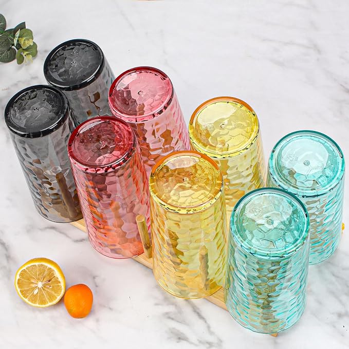 BPA-Free Plastic Tumblers 8 Pack | Reusable Dishwasher Safe | Stackable