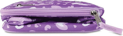 PackIt Freezable Classic Lunch Box, Leopard Hearts Purple, Built with ECOFREEZE Technology, Reusable, Zip Closure With Zip Front Pocket and Buckle Handle, Designed for Fresh Lunch On the Go