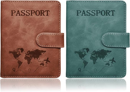 Passport Holder for Travel Essentials, 2 Pack Rfid Passport Cover for Women Men